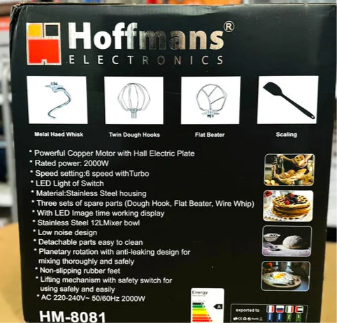 Lot Imported Hoffman's 2000W Stand Mixer 12L