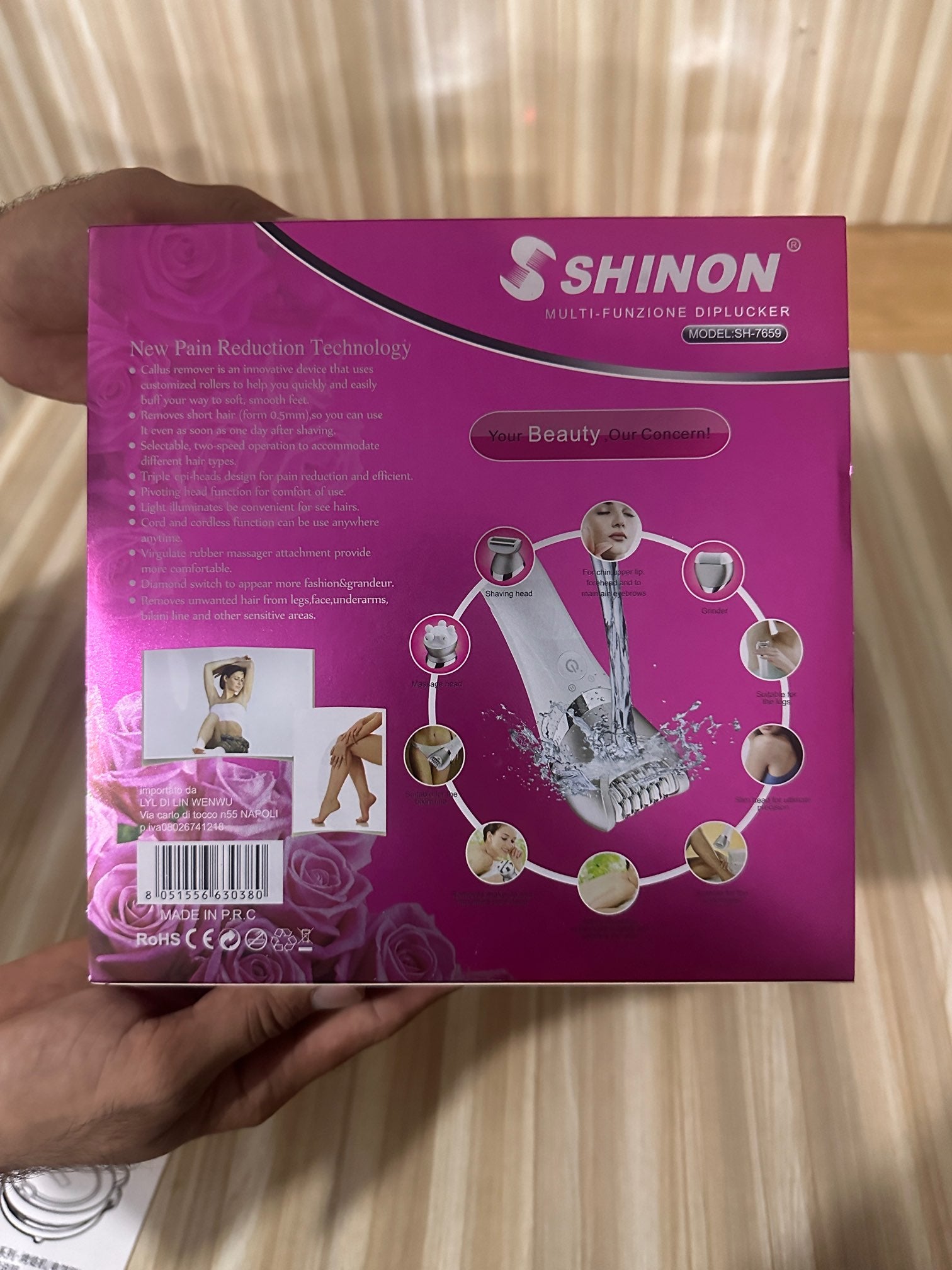 Shinon Multi-Function Ladies Epilator, Shaver, Massager, Brush & Callus Remover