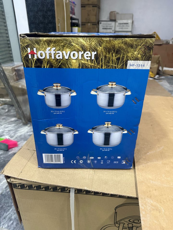 Lot Imported Hoffarover 8 Pieces Stainless Steel Cookware Set