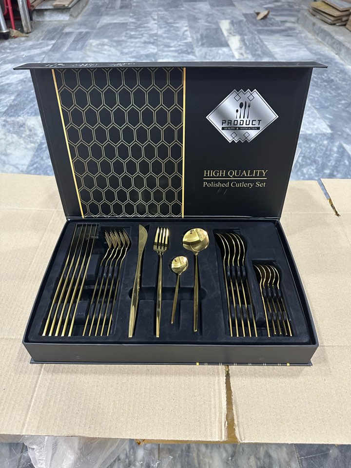 Lot Imported Pure Golden 24 Pieces Cutlery set