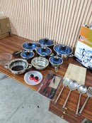 Germany lot imported 30 Pcs stainless steel Cookware Set with 7 Ply Induction Base