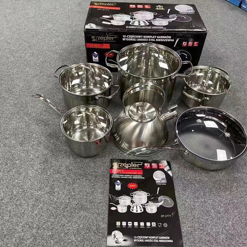 GERMANY Lot Imported 12-PCS ZEPTER High Quality Stainless Steel Cookware Set