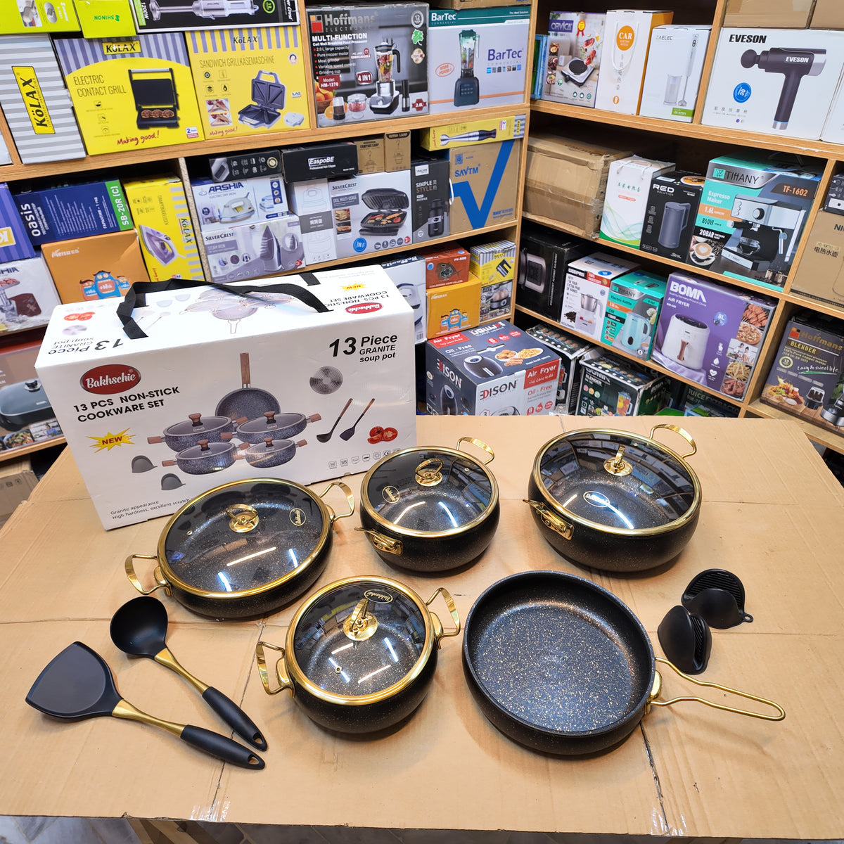 Russia lot imported 13 pieces non-stick Granite coating Cookware set