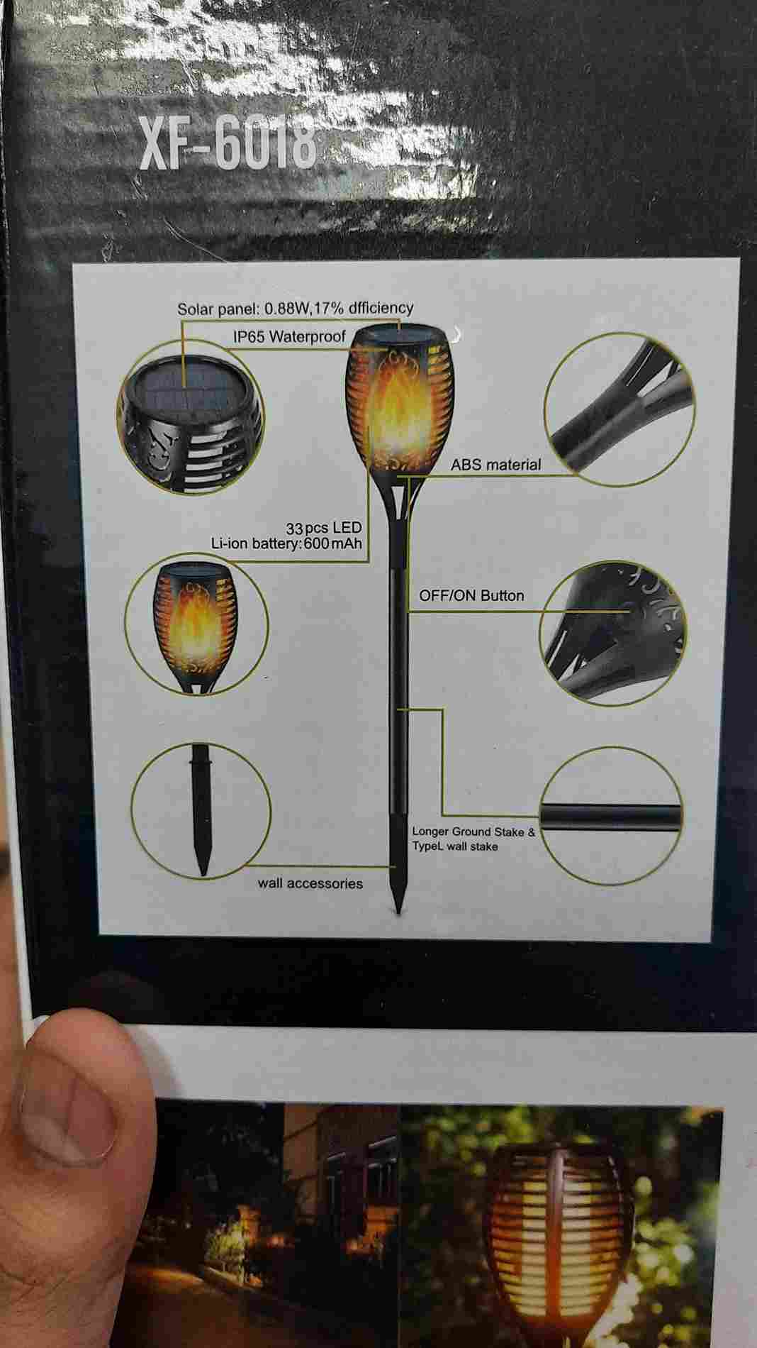 LED solar flame out door garden light