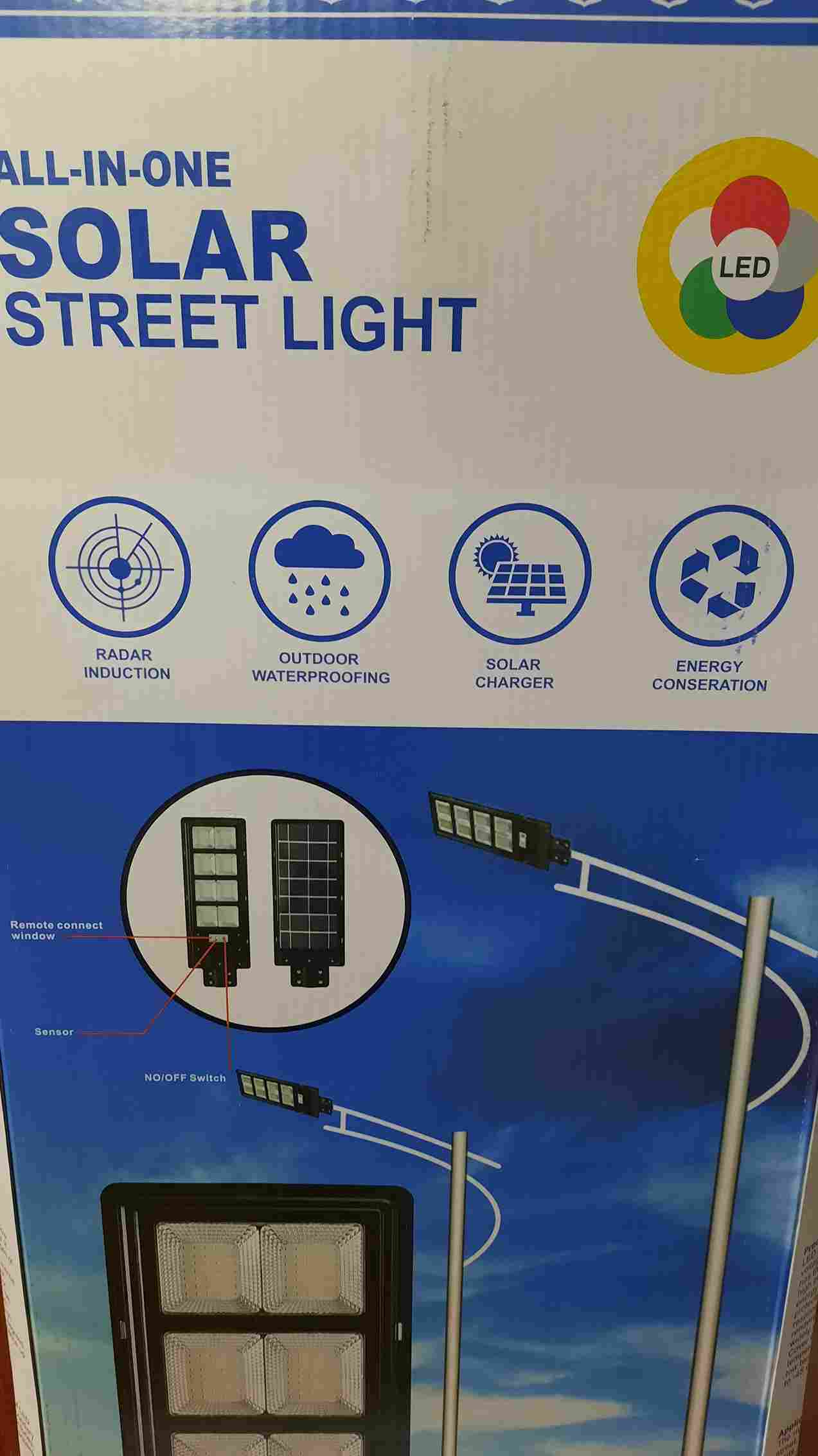 8 LED All In One Solar Street Light