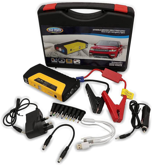 12V High Power Automobile Emergency Mobile Power Supply Jump Starter for Cars with LED Lighting Charging, 3-Bright Emergency Lights
